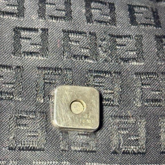 Fendi Vintage Zucchino Canvas Baguette Bag in Black - Picture 9 of 12